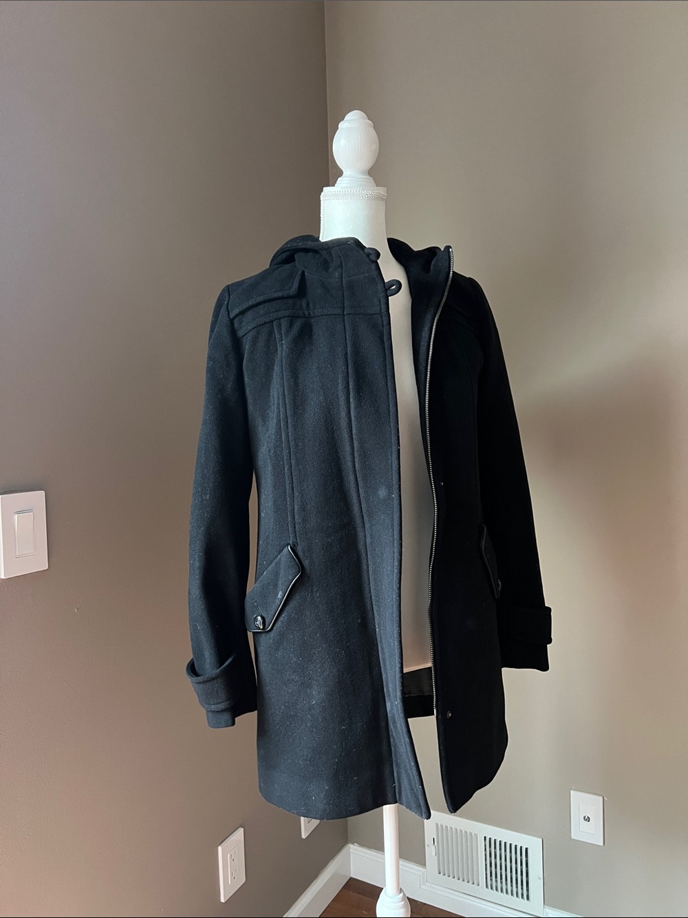 Cole Haan Black Peacoat with Hood